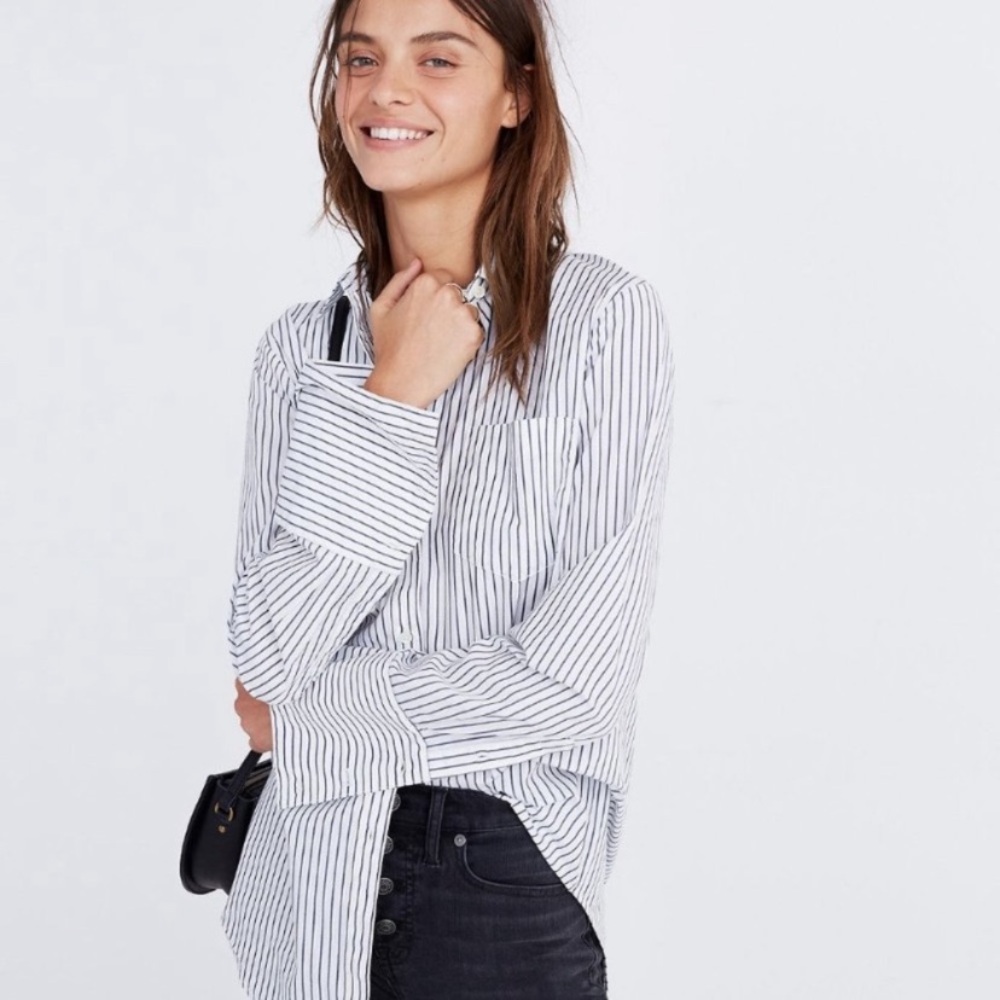 Madewell Black and White Striped Shirt